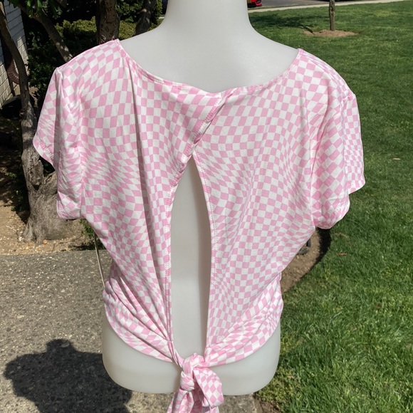 No Comment NY-LA pink & white top open back size XL new with tag - Picture 3 of 5